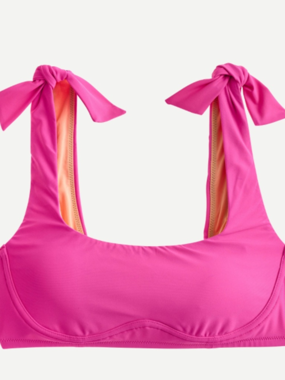 J.Crew Tie-Shoulder Scoopneck Bikini Top in Neon Fuchsia Pink Medium
